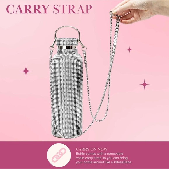 Paris Hilton Bling Water Bottle W/ Lid Removable and Strap Stainless Steel 25 oz - Picture 7 of 15